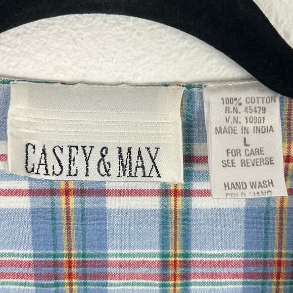 Vintage Casey & Max Vest Patchwork Plaid Striped Cotton Waistcoat Large Unisex - Picture 4 of 4